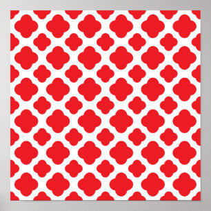 Red Quatrefoil Pattern Poster