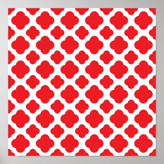 Red Quatrefoil Pattern Poster (Voorkant)