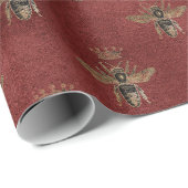 Red Queen Bee Gold Elegant Gift Cadeaupapier (Rol Hoek)