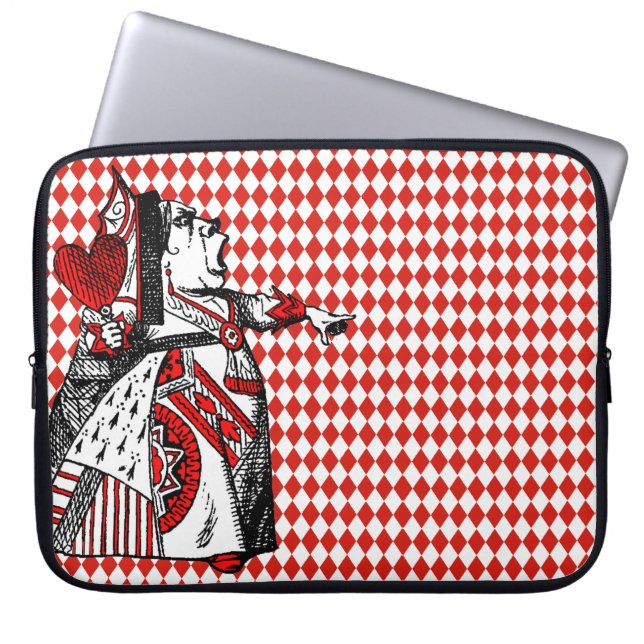 Red Queen of Hearts Alice in Wonderland Diamonds Laptop Sleeve (Voorkant)
