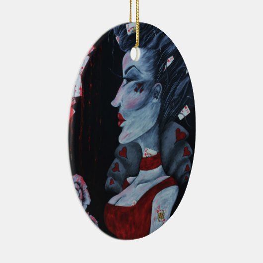 Red Queen of Hearts Alice Wonderland Fantasy Art Keramisch Ornament (Rechts)
