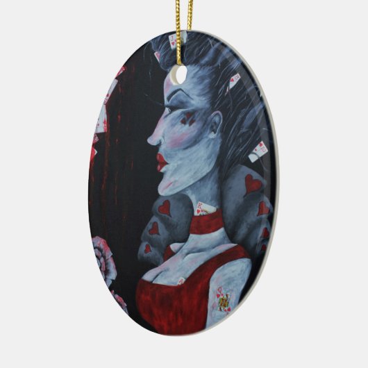 Red Queen of Hearts Alice Wonderland Fantasy Art Keramisch Ornament (Links)