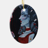 Red Queen of Hearts Alice Wonderland Fantasy Art Keramisch Ornament (Achterkant)