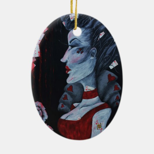 Red Queen of Hearts Alice Wonderland Fantasy Art Keramisch Ornament (Achterkant)