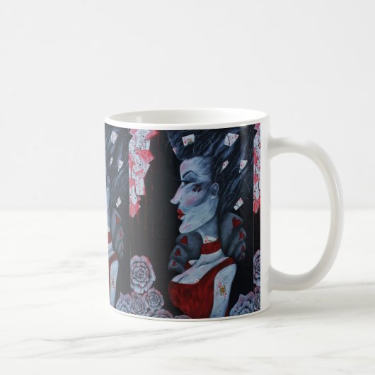 Red Queen of Hearts Alice Wonderland Fantasy Art Koffiemok (Rechts)