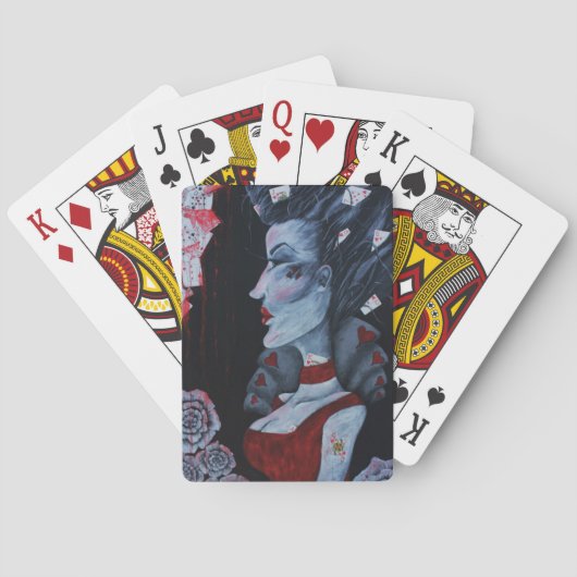 Red Queen of Hearts Alice Wonderland Fantasy Art Pokerkaarten (Achterkant)