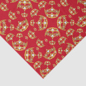 Red Queen of Hearts Gold Crown Herhaal design Tissuepapier (Detail)