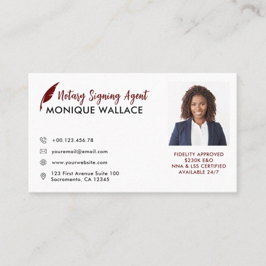 RED QUILL PEN Professional Photo Notional Services Visitekaartje (Voorkant)