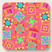 Red Quilt Block Art Onderzetter (Voorkant)