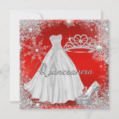 Red Quinceanera 15e Elite Elegant Birthday Party Kaart (Voorkant)