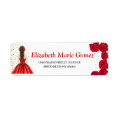 Red Quinceañera Custom Return Address Label (Voorkant)