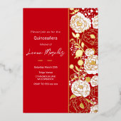 Red Quinceañera Folie Invitation Folie Uitnodiging (Voorkant)