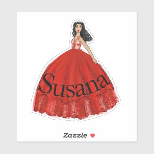 Red Quinceanera Mode Illustratie sticker (Vel)