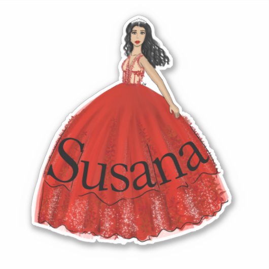 Red Quinceanera Mode Illustratie sticker (Voorkant)