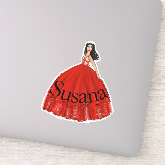 Red Quinceanera Mode Illustratie sticker (Detail)