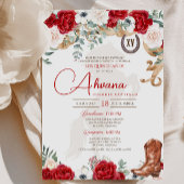Red Quinceanera Roos Anemone Fancy Charro/Cowgirl Kaart