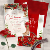 Red Quinceanera Rozen  Charro Western Flora Kaart