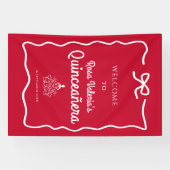 Red Quinceañera Welkom Spandoek (Horizontaal)