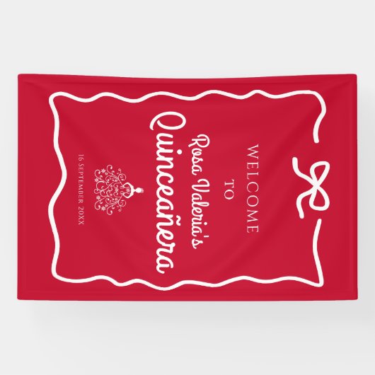 Red Quinceañera Welkom Spandoek (Horizontaal)