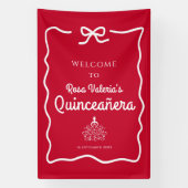 Red Quinceañera Welkom Spandoek (Verticaal)