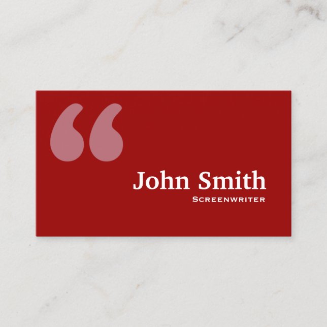Red Quotes Screenwriter Visitekaartje (Voorkant)