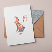 Red Rabbit origami Year of the Rabbit 2023 Kaart