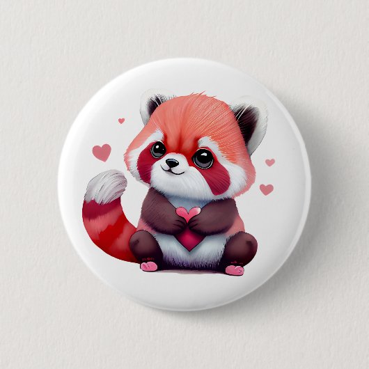 Red Raccoon Valentijn Ronde Button 5,7 Cm (Voorkant)