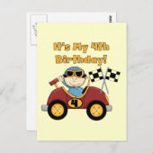 Red Race Auto 4e verjaardag Tshirts en geschenken Briefkaart (Voorkant / Achterkant)