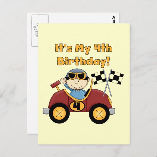 Red Race Auto 4e verjaardag Tshirts en geschenken Briefkaart (Voorkant / Achterkant)