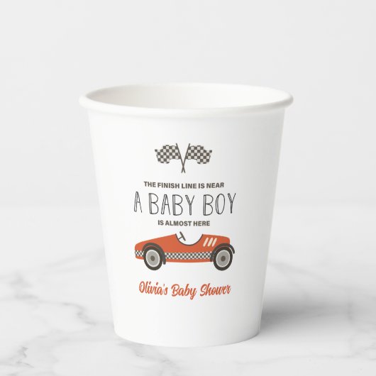 Red Race auto Baby shower Papieren Bekers (Voorkant)