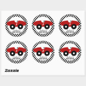 Red Race auto Baby shower Ronde Sticker (Vel)