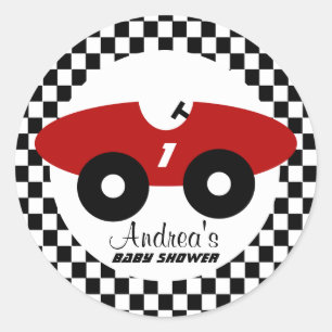 Red Race auto Baby shower Ronde Sticker