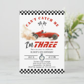 Red Race auto Cant catch me Boy 3e verjaardag Kaart (Staand voorkant)