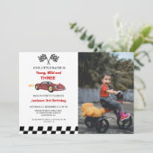 Red Race Auto Jongen 3e Verjaardagsfeestje Kaart (Staand voorkant)