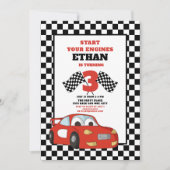 Red Race auto kind's 3e verjaardag Kaart (Voorkant)