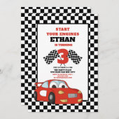 Red Race auto kind's 3e verjaardag Kaart (Voorkant / Achterkant)