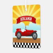  Red Race Auto Persoonlijke naam Kinder Room Metalen Ornament (Voorkant links)