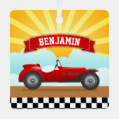  Red Race Auto Persoonlijke naam Kinder Room Metalen Ornament (Voorkant)