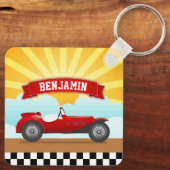  Red Race Auto Persoonlijke naam Kinder Room Sleutelhanger (Achterkant)