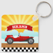  Red Race Auto Persoonlijke naam Kinder Room Sleutelhanger (Achterkant)