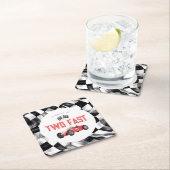 Red Race Auto Two Snel 2e verjaardagsfeest Kartonnen Onderzetters (Insitu)