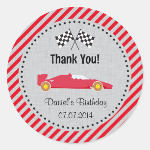 Red Race auto Verjaardag Dank u Stickers