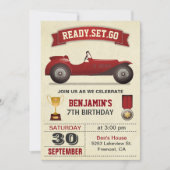 Red Race auto's Birthday Party nodigt uit Kaart (Voorkant)