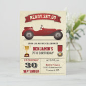 Red Race auto's Birthday Party nodigt uit Kaart (Staand voorkant)
