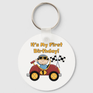 Red Race Car 1st Birthday Tshirts en Gifts Sleutelhanger