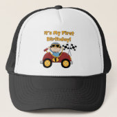 Red Race Car 1st Birthday Tshirts en Gifts Trucker Pet (Voorkant)