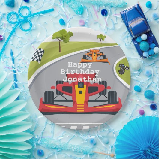 Red Race Car 3rd Birthday Papieren Bordje (Feest)