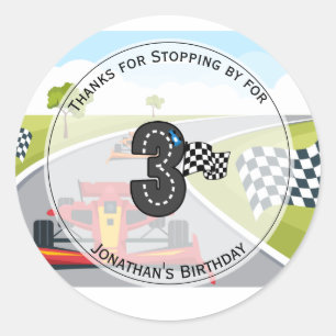 Red Race Car 3rd Birthday Ronde Sticker