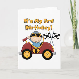 Red Race Car 3rd Birthday Tshirts en cadeaus Kaart