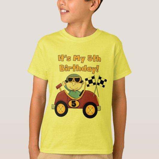 Red Race Car 5th Birthday Tshirts en Gifts (Voorkant)